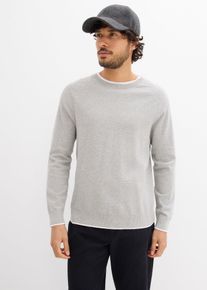 Svetr z jemn&eacute; pleteniny s dvojit&yacute;m l&iacute;mcem | &Scaron;ed&aacute; | Vel. 60/62 (XXL) | bonprix