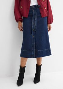 Dž&iacute;nov&aacute; midi sukně s knofl&iacute;kovou li&scaron;tou | Modr&aacute; | Vel. 52 | bonprix