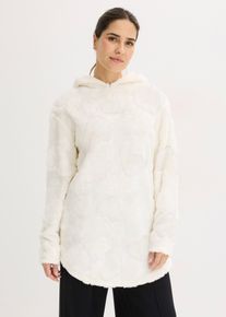 Dlouh&aacute; oversize mikina se srd&iacute;čkov&yacute;m vzorem | B&iacute;l&aacute; | Vel. 48/50 (XL) | fl&iacute;s| bonprix