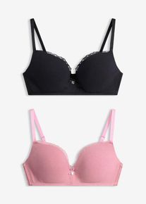 Push-up podprsenka bez kostic s bavlnou (2 ks v balen&iacute;) | Čern&aacute; | Vel. 70C | bonprix