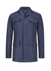 Paul & Shark Velk&eacute; Velikosti - Paul & Shark - Lněn&aacute; bunda s variabiln&iacute;m pasem - 6XL - Modr&aacute;