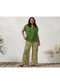 Tchibo - Pal&aacute;cov&eacute; kalhoty s potiskem - pro ženy - vel. XXL 52/54 - barva: zelen&aacute;/s potiskem