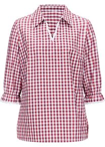 Damske Krojov&aacute; halenka s krajkov&yacute;mi lemy červen&aacute;-b&iacute;l&aacute;-kostka ,velikost 54