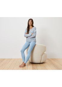 Tchibo - Pyžamo s leg&iacute;nami - pro ženy - vel. XL 48/50 - barva: modr&aacute;/květovan&yacute;