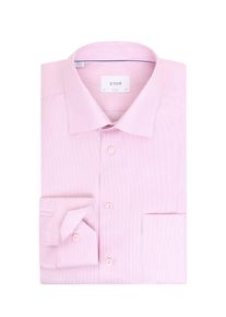 Velk&eacute; Velikosti - ETON - Bavlněn&aacute; ko&scaron;ile s drobn&yacute;m kostkovan&yacute;m vzorem a kent l&iacute;mečkem, Classic Fit - 45 - Růžově červen&aacute;