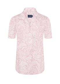 Paul & Shark Velk&eacute; Velikosti - Paul & Shark - Kvalitn&iacute; lněn&aacute; ko&scaron;ile s kr&aacute;tk&yacute;m ruk&aacute;vem a květinov&yacute;m potiskem - 4XL - Růžově červen&aacute;