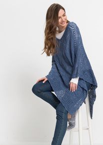 Pončo s h&aacute;čkovan&yacute;m vzhledem | Modr&aacute; | Vel. Onesize | bonprix