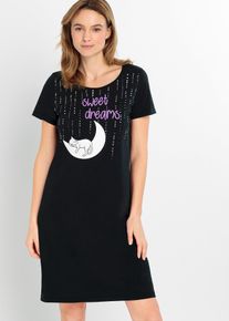 Kr&aacute;tk&aacute; nočn&iacute; ko&scaron;ile z čist&eacute; organick&eacute; bavlny | Čern&aacute; | Vel. 56/58 (3XL) | 100% bavlna| bonprix