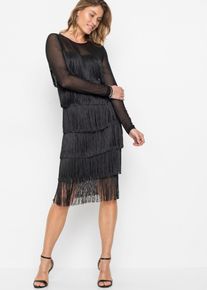 Midi &scaron;aty ze vzdu&scaron;n&eacute; s&iacute;ťoviny s tř&aacute;sněmi | Čern&aacute; | Vel. 32/34 (XS) | bonprix