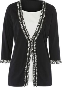 Damske Tričko 2 v 1 s vol&aacute;nky čern&aacute;-ecru ,velikost 56