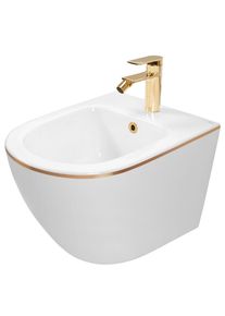 REA Z&aacute;věsn&yacute; bidet Carlo Mini White Gold Edge REA-C6990