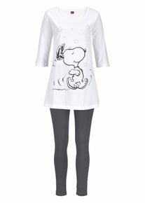 PEANUTS Ženy Pyžamo &scaron;ed&aacute; / b&iacute;l&aacute; XS