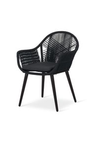 Tchibo - Zahradn&iacute; židle s textiln&iacute;m kř&iacute;žov&yacute;m v&yacute;pletem - barva: čern&aacute;