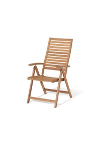 Tchibo - Vysok&eacute; teakov&eacute; křeslo s nastaviteln&yacute;m opěradlem - barva: hněd&aacute;