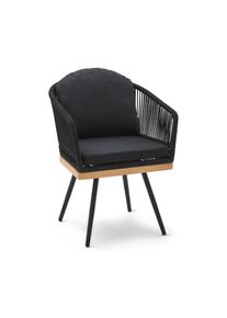 Tchibo - Otočn&aacute; zahradn&iacute; židle s textiln&iacute;m v&yacute;pletem - barva: čern&aacute;