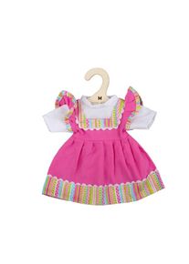 Bigjigs Toys Růžov&eacute; &scaron;aty s pruhovan&yacute;m lemov&aacute;n&iacute;m pro panenku 34 cm