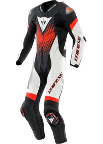 Dainese Laguna Seca 6 S26, leather suit 1pcs. perforated , color: Black/White/Neon-Red , size: 50