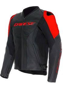 Dainese Racing 5 S26, leather jacket perforated , color: Black/Neon-Red , size: 60