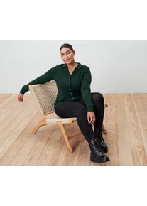 Tchibo - Halenkov&eacute; triko s knofl&iacute;kovou l&eacute;gou - pro ženy - vel. L 44/46 - barva: zelen&aacute;