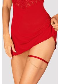 Obsessive Červen&eacute; podvazky s řet&iacute;zkem Ingridia