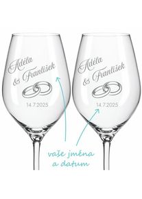 Svatebn&iacute; skleničky na v&iacute;no Rings 2 ks