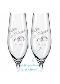 Svatebn&iacute; skleničky na sekt Rings 2 ks
