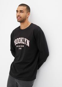 Triko s dlouh&yacute;m ruk&aacute;vem z organick&eacute; bavlny Loose Fit | Čern&aacute; | Vel. 52/54 (L) | 100% bavlna| bonprix