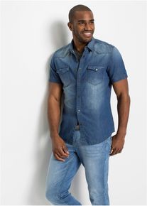 Dž&iacute;nov&aacute; ko&scaron;ile Slim Fit kr&aacute;tk&yacute; ruk&aacute;v z čist&eacute; organick&eacute; bavlny | Modr&aacute; | Vel. 45/46 (XXL) | 100% bavlna| bonprix