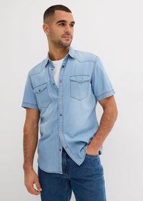 Dž&iacute;nov&aacute; ko&scaron;ile Slim Fit kr&aacute;tk&yacute; ruk&aacute;v z čist&eacute; organick&eacute; bavlny | Modr&aacute; | Vel. 39/40 (M) | 100% bavlna| bonprix