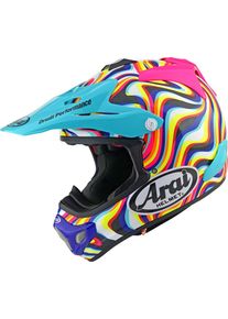 Arai MX-V EVO Stream, motocross helmet , color: Neon-Yellow/Neon-Pink/Turquoise/White , size: M