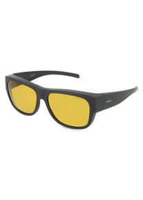 Polaroid PLD 9003/S Fitover | unisex slunečn&iacute; br&yacute;le | Čtvercov&yacute; | Obruba: Plast Čern&aacute; | Barva čoček: Žlut&aacute; Celobarevn&eacute;