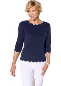 Damske Svetr s 3/4 ruk&aacute;vem a zvlněn&yacute;mi lemy n&aacute;mořnick&aacute; modr&aacute; ,velikost 54