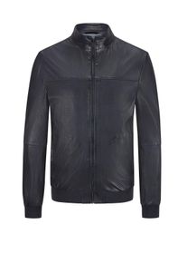 Velk&eacute; Velikosti - Milestone - Perforovan&yacute; bluzon z jehněč&iacute; kůže se s&iacute;ťovanou pod&scaron;&iacute;vkou (BEZ &Uacute;DAJŮ K POD&Scaron;&Iacute;VCE) - 60 - Modr&aacute;