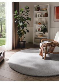 benuta nest Prateln&yacute; shaggy koberec Melvin Světle &scaron;ed&aacute; &oslash; 200 cm Světle &scaron;ed&aacute; Jednobarevn&yacute;