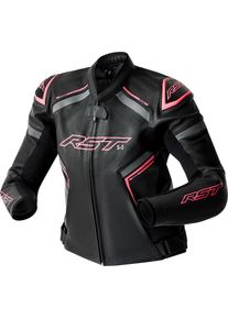 RST S1 D3O, leather jacket perforated women , color: Black/Pink/Grey , size: XL