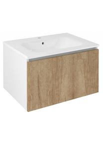 Sapho LOREA umyvadlov&aacute; skř&iacute;ňka 70x44x51,2cm, 1x z&aacute;suvka, dub alabama/b&iacute;l&aacute; mat