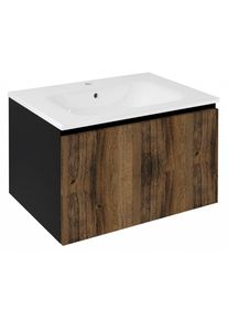 Sapho LOREA umyvadlov&aacute; skř&iacute;ňka 70x44x51,2cm, 1x z&aacute;suvka, dub collingwood/čern&aacute; mat