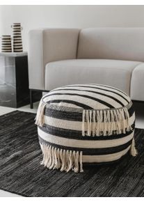 benuta POP Puf Deja Čern&aacute;/B&iacute;l&aacute; 55x55x30 cm0000 Čern&aacute;/B&iacute;l&aacute; Proužky