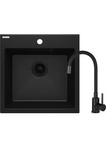DEANTE Evora grafit Granitov&yacute; dřez včetně baterie ZQJNN103