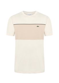 Velk&eacute; Velikosti - Lacoste - Bavlněn&eacute; tričko s barevn&yacute;m blokov&aacute;n&iacute;m - 4XL - B&eacute;žov&aacute;