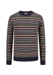 Velk&eacute; Velikosti - MOS MOSH Gallery - Norsk&yacute; svetr ze směsov&eacute; vlny s kulat&yacute;m v&yacute;střihem - 4XL - N&aacute;mořnick&aacute; Modr&aacute;