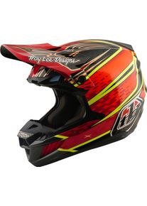 Troy Lee Designs SE5 Carbon Wings, motocross helmet , color: Red/Black/Neon-Yellow , size: XXL