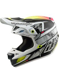 Troy Lee Designs SE5 Carbon Lined Up, motocross helmet , color: White/Black/Neon-Yellow/Pink , size: XL