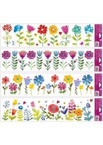 Anděl Okenn&iacute; f&oacute;lie s glitry - pruh - kytky - 977