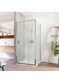 Mereo Sprchov&yacute; kout, Lima, čtverec, trojd&iacute;ln&eacute;, zasunovac&iacute;, 80x80 cm, chrom ALU, sklo Point CK86612K