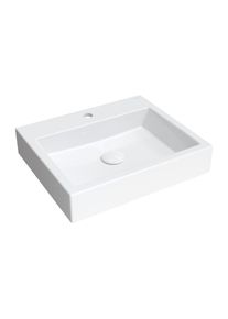 Omnires THASOS M+ umyvadlo na desku/ z&aacute;věstn&eacute;, 50 x 42 cm b&iacute;l&aacute; lesk /BP/ THASOS500BP
