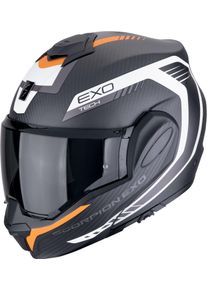 Scorpion EXO-Tech Evo Carbon Cosy Orange, modular helmet , color: Matt Black/White/Orange , size: M