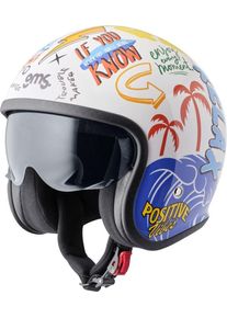 GMS-Moto Ride & Surf, open face helmet , color: White/Blue/Yellow/Red , size: L