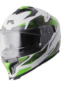 GMS-Moto Gelero, full face helmet , color: White/Green/Grey , size: L