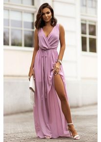 Světle fialov&eacute; &scaron;ifonov&eacute; maxi &scaron;aty s rozparkem Dolores